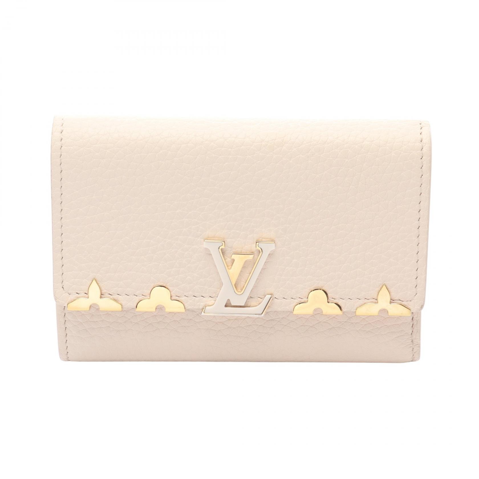 ルイ・ヴィトン LOUIS VUITTON ポルトフォイユ カプシーヌ コンパクト クオーツ 三つ折り財布 財布 レザー クオーツ レディース アイボリー系 M11363 【中古】