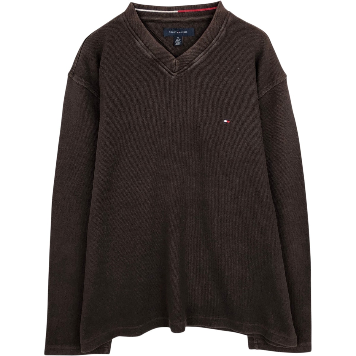 古着 トミーヒルフィガー TOMMY HILFIGER Vネック サーマルロングTシャツ メンズXL相当/eaa632447