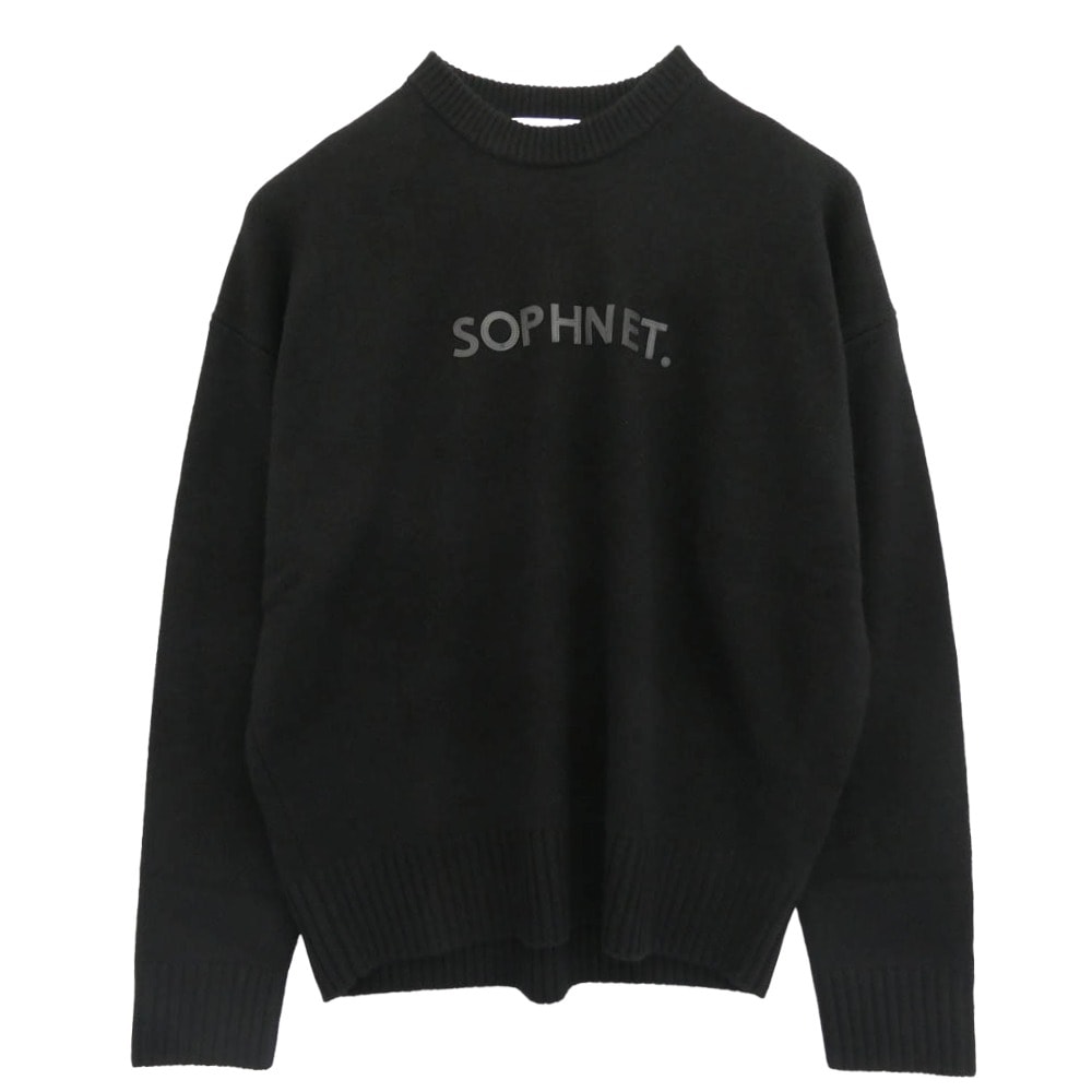 SOPHNET. ソフネット ニット SPNT-252078 LOGO PATCH KNIT ロゴ パッチ クルーネック カシミア ニット ブラック系 4【新古品】【未使用】【中古】