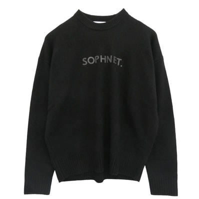 SOPHNET. ソフネット ニット SPNT-252078 LOGO PATCH KNIT ロゴ パッチ クルーネック カシミア ニット ブラック系 4【新古品】【未使用】【中古】
