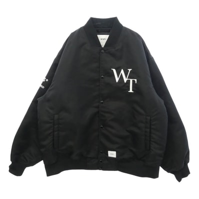WTAPS ダブルタップス 23AW 232TQDT-JKM05 TEAM JACKET NYLON TWILL LEAGUE チーム ジャケット ナイロン ツイル リーグ ブルゾン ブラック系 X04【美品】【中古】
