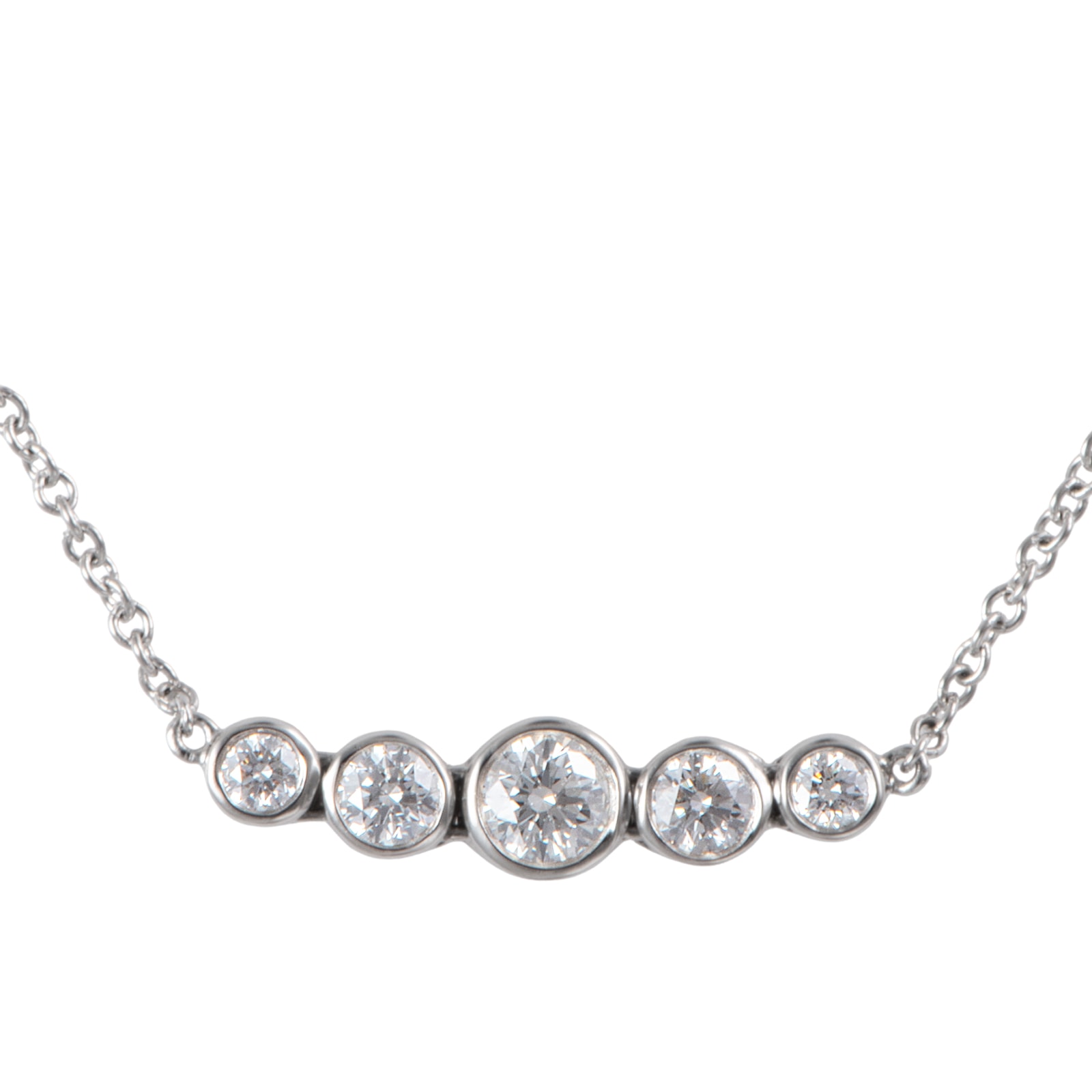 TIFFANY&Co. ティファニー ジャズ  グラジュエイテッド ネックレス ペンダント Pt950 ダイヤモンド シルバー【中古】