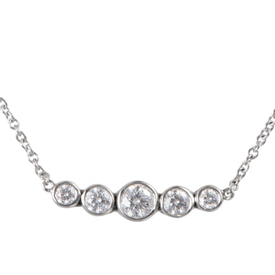 TIFFANY&Co. ティファニー ジャズ グラジュエイテッド ネックレス ペンダント Pt950 ダイヤモンド シルバー【中古】
