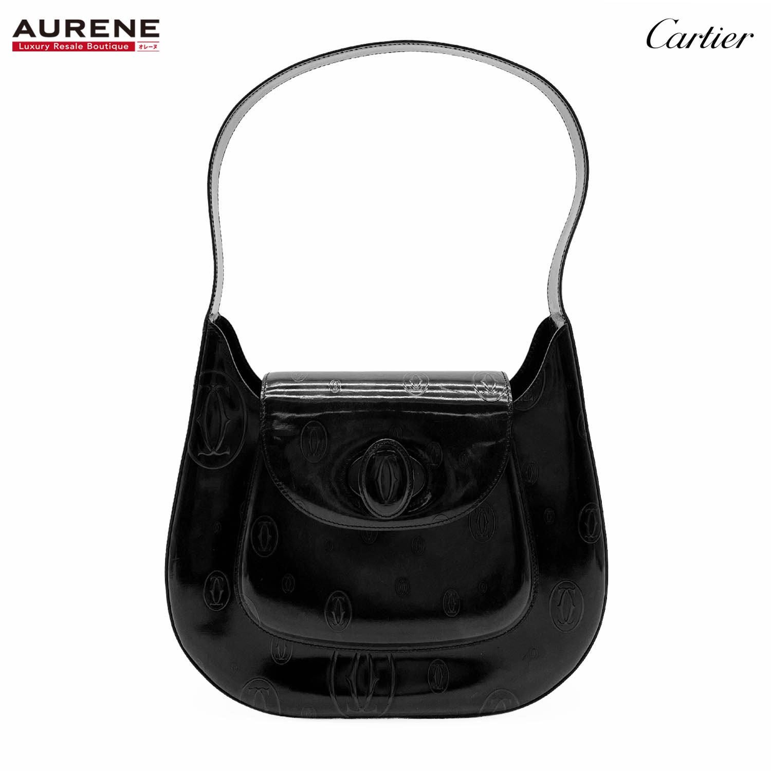 CARTIER カルティエ ショルダーバッグ ハンドバッグ ハッピーバースデー 2C ワンショル パテントレザー ブラック レディース 【中古】