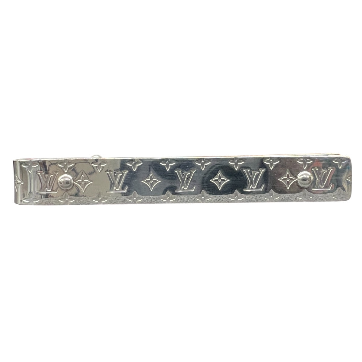 LOUIS VUITTON 公式完売 極美品 ルイヴィトン モノグラム ボールド ネクタイピン M00703 メタル LE2203 シルバー タイバー タイピン アクセサリー LV ヴィトン Aランク 中古 鑑定済 ヴィトンネクタイピン【定価61,600円】