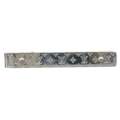 LOUIS VUITTON 公式完売 極美品 ルイヴィトン モノグラム ボールド ネクタイピン M00703 メタル LE2203 シルバー タイバー タイピン アクセサリー LV ヴィトン Aランク 中古 鑑定済 ヴィトンネクタイピン【定価61,600円】