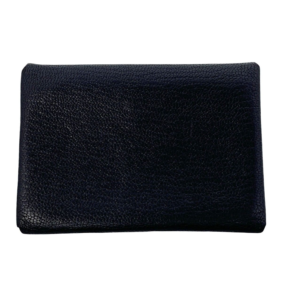 HERMES エルメス カルヴィ デュオ コインケース レザー シェーブル ブラック シルバー U (2022)刻印  メンズ【中古】