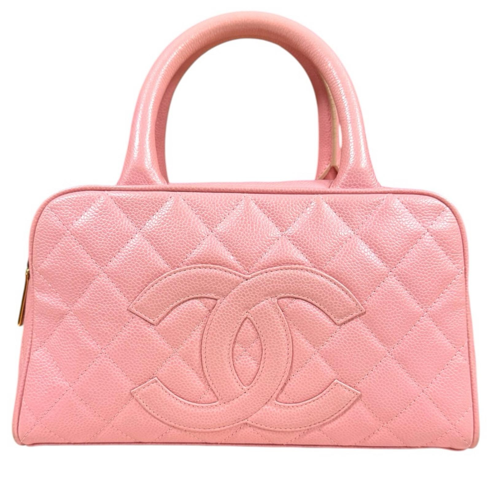 シャネル ミニボストンバッグ マトラッセ ハンドバッグ キャビアスキン A20996 ピンク レディース CHANEL 中古