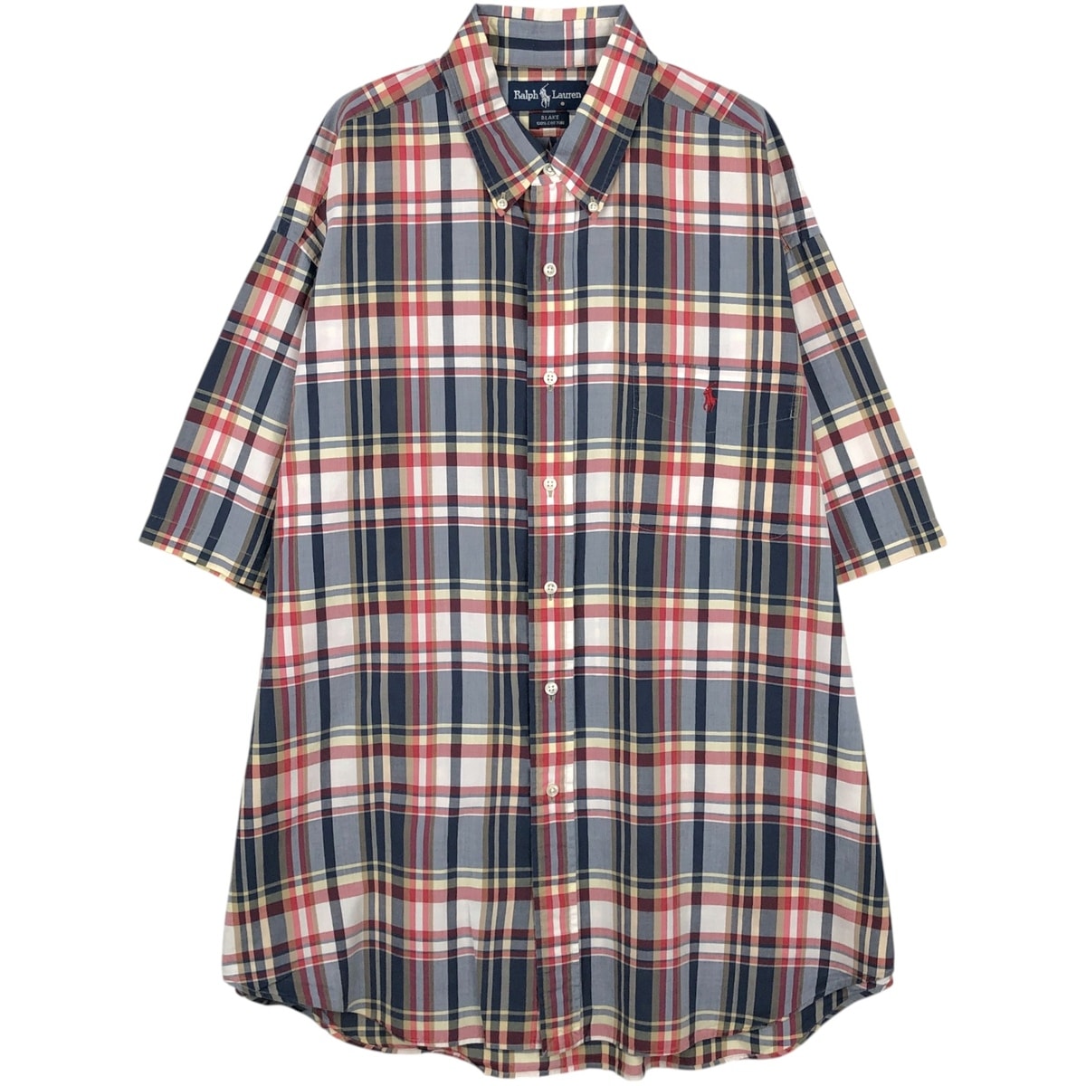 古着 ラルフローレン Ralph Lauren BLAKE マドラスチェック 半袖 ボタンダウン チェックシャツ メンズXL相当/eaa653059