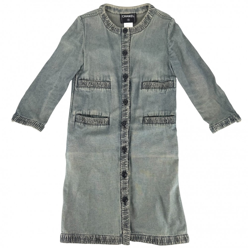 CHANEL シャネル デニムジャケット ロングジャケット アパレル 服 アウター 40 インディゴ コットン レディース 春 秋【中古品】