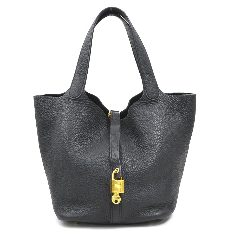 エルメス HERMES ハンドバッグ ピコタンロックMM 22 トリヨンクレマンス ブラック ゴールド レディース【中古】 90287k