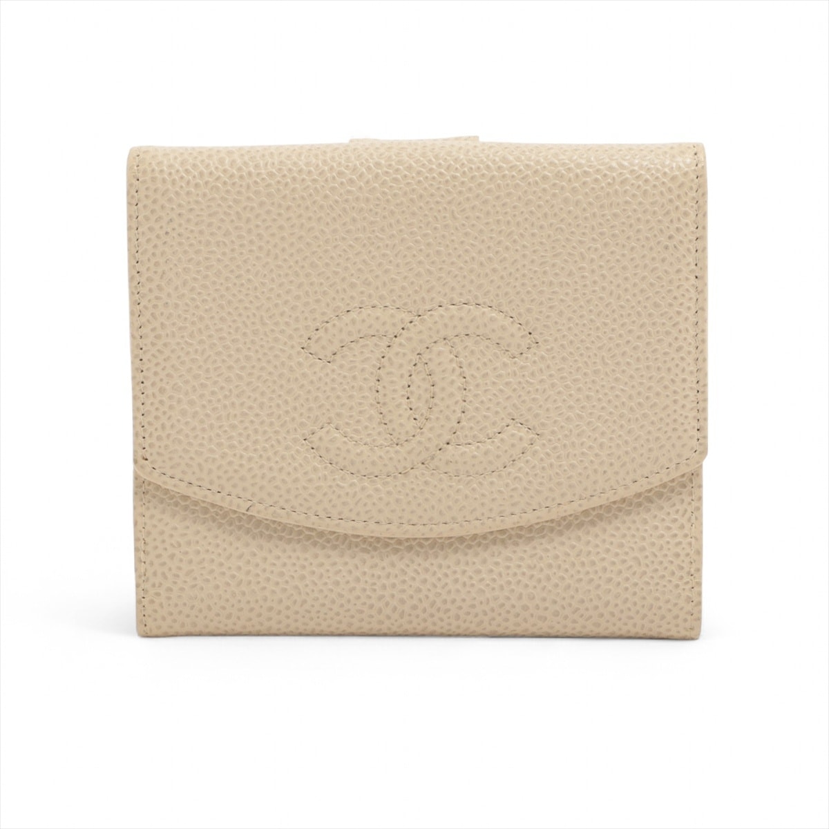 シャネル CHANEL 7番台 2002-2003 キャビアスキン ココマーク 三つ折り財布【中古】