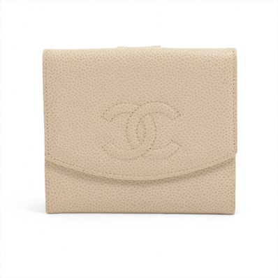 シャネル CHANEL 7番台 2002-2003 キャビアスキン ココマーク 三つ折り財布【中古】