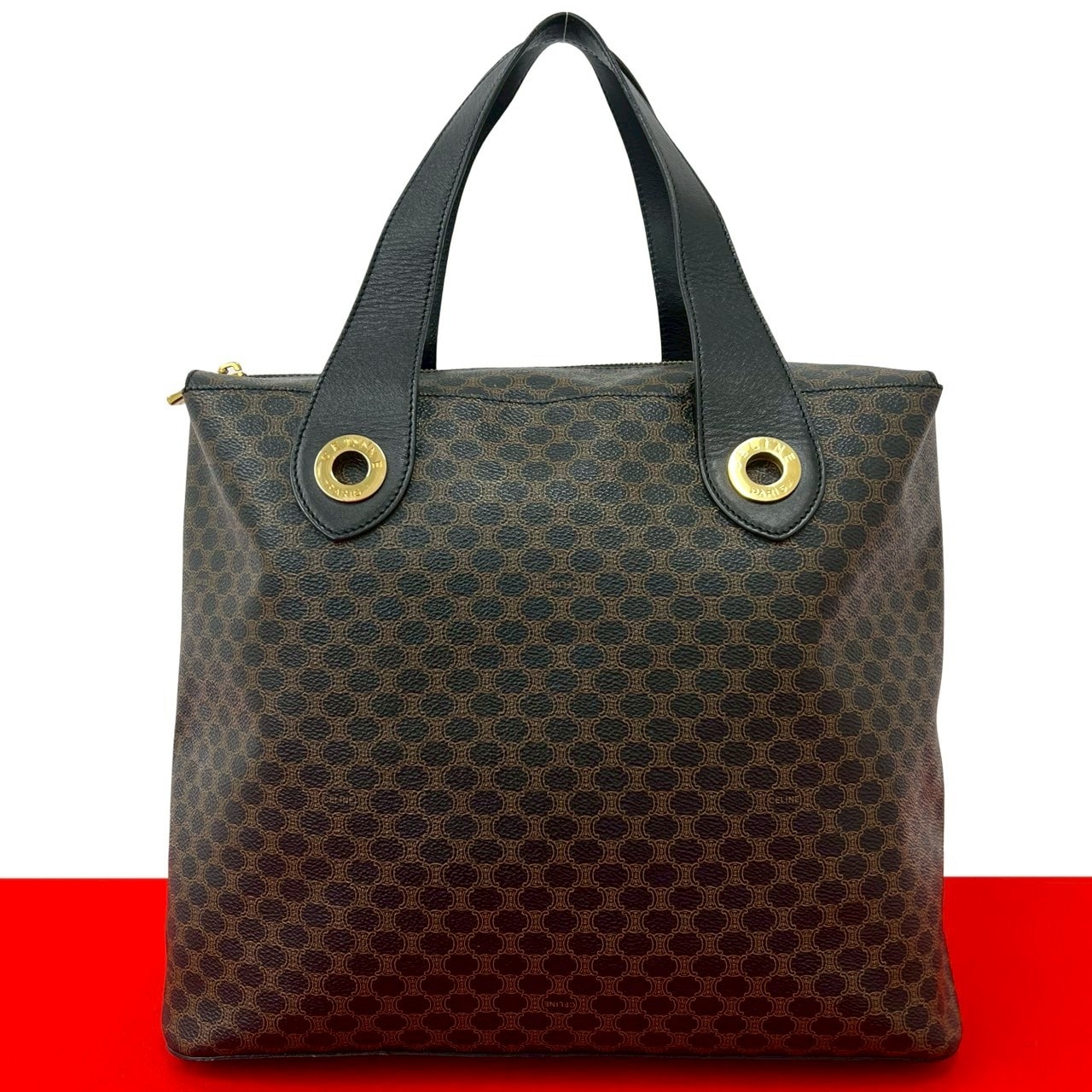 CELINE セリーヌ マカダム ブラゾン トリオンフ 柄 レザー PVC トートバッグ ブラック
44379