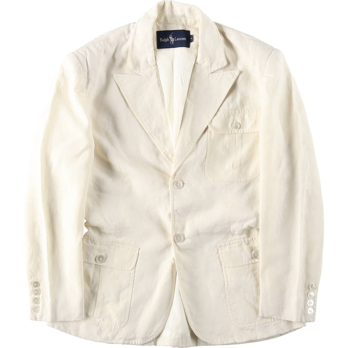 古着 ラルフローレン Ralph Lauren ピークドラペル リネンテーラードジャケット レディースM相当/eaa628082