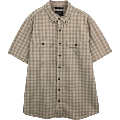 古着 カーハート Carhartt Loose Fit チェック柄 ボタンダウン 半袖 ワークシャツ メンズXL相当/eaa653025
