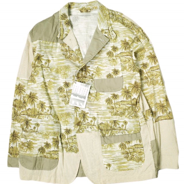 新品 Engineered Garments エンジニアードガーメンツ 19SS アメリカ製 Loiter jacket - Hawaiian Print ロイタージャケット ハワイアンプリント S KHAKI 3B テーラード アウター g19261