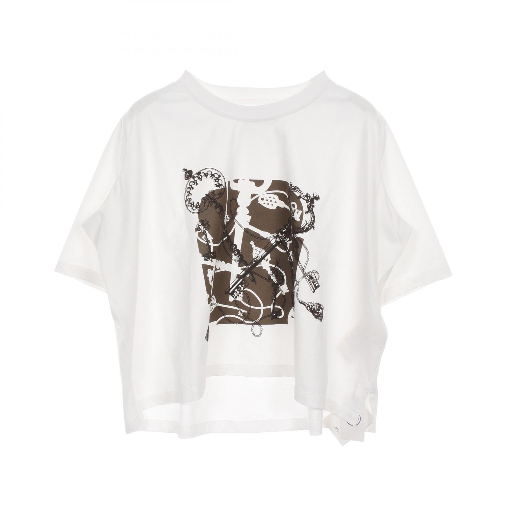 エルメス HERMES カットソー 衣料品 トップス コットン ホワイト レディース ホワイト系 / ブラウン系 【中古】