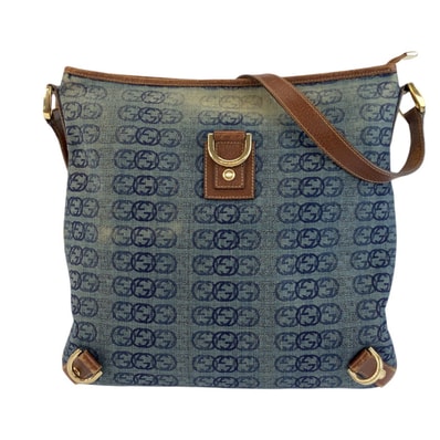 GUCCI グッチ インターロッキング アビー ブルー ブラウン ゴールド金具 キャンバス ショルダーバッグ メッセンジャーバッグ 603269 【中古】
