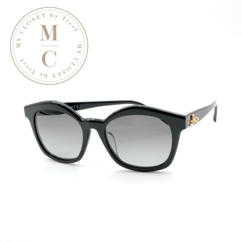 ロエベ LOEWE ブロウライン サングラス ブラック ゴールド ロゴ アイウェア ケース付き