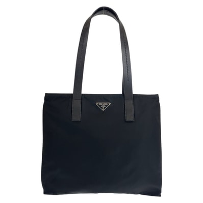 美品 PRADA プラダ テスート 三角ロゴプレート ブラック 黒 シルバー金具 ナイロン レザー/ トートバッグ ショルダーバッグ 505901 【中古】