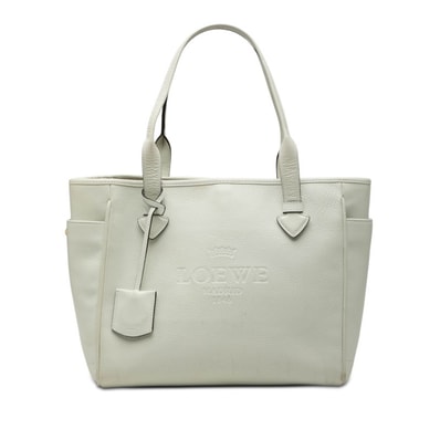 ロエベ ヘリテージ トートバッグ ショルダーバッグ ホワイト レザー レディース LOEWE 【中古】