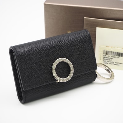 美品 BVLGARI ブルガリ グレインカーフレザー ブルガリ ブルガリ 6連キーケース 30422 キーケース ブラック グレインカーフレザー レディース