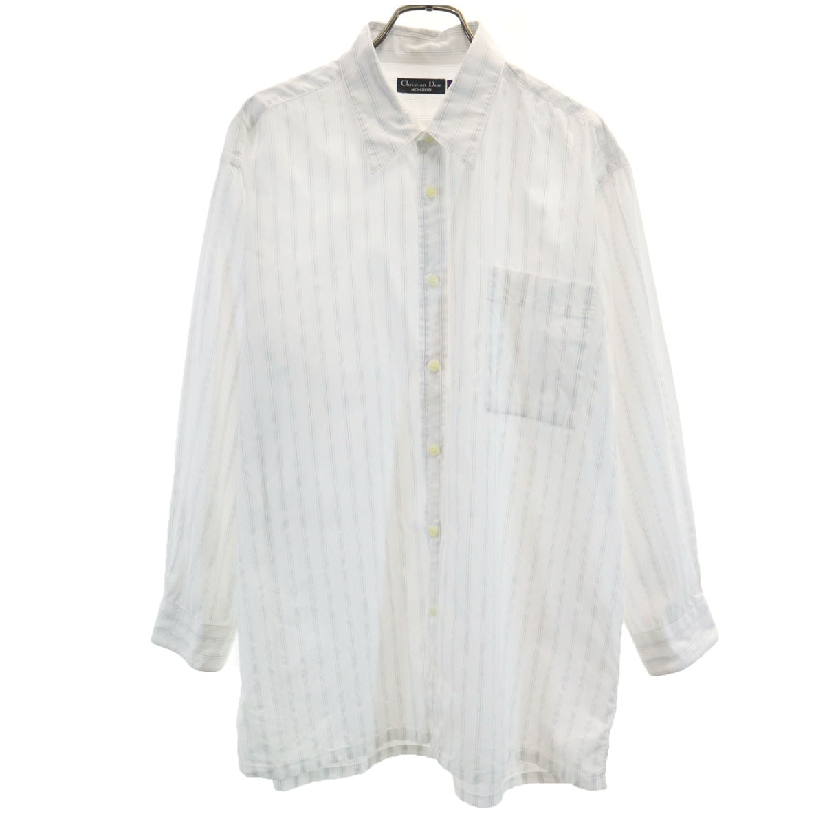 Christian Dior MONSIEUR クリスチャンディオール ムッシュ 90s オールド ストライプ柄 長袖 カッターシャツ ホワイト