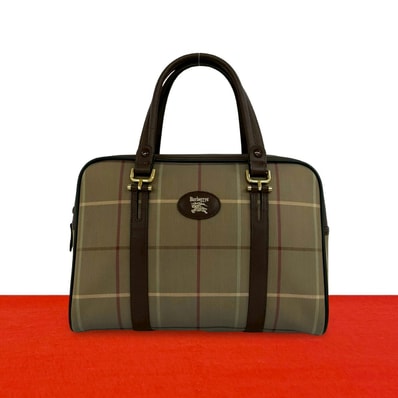 BURBERRY バーバリー ノバチェック 柄 シャドーホース ロゴ キャンバス レザー ハンドバッグ カーキ
01315