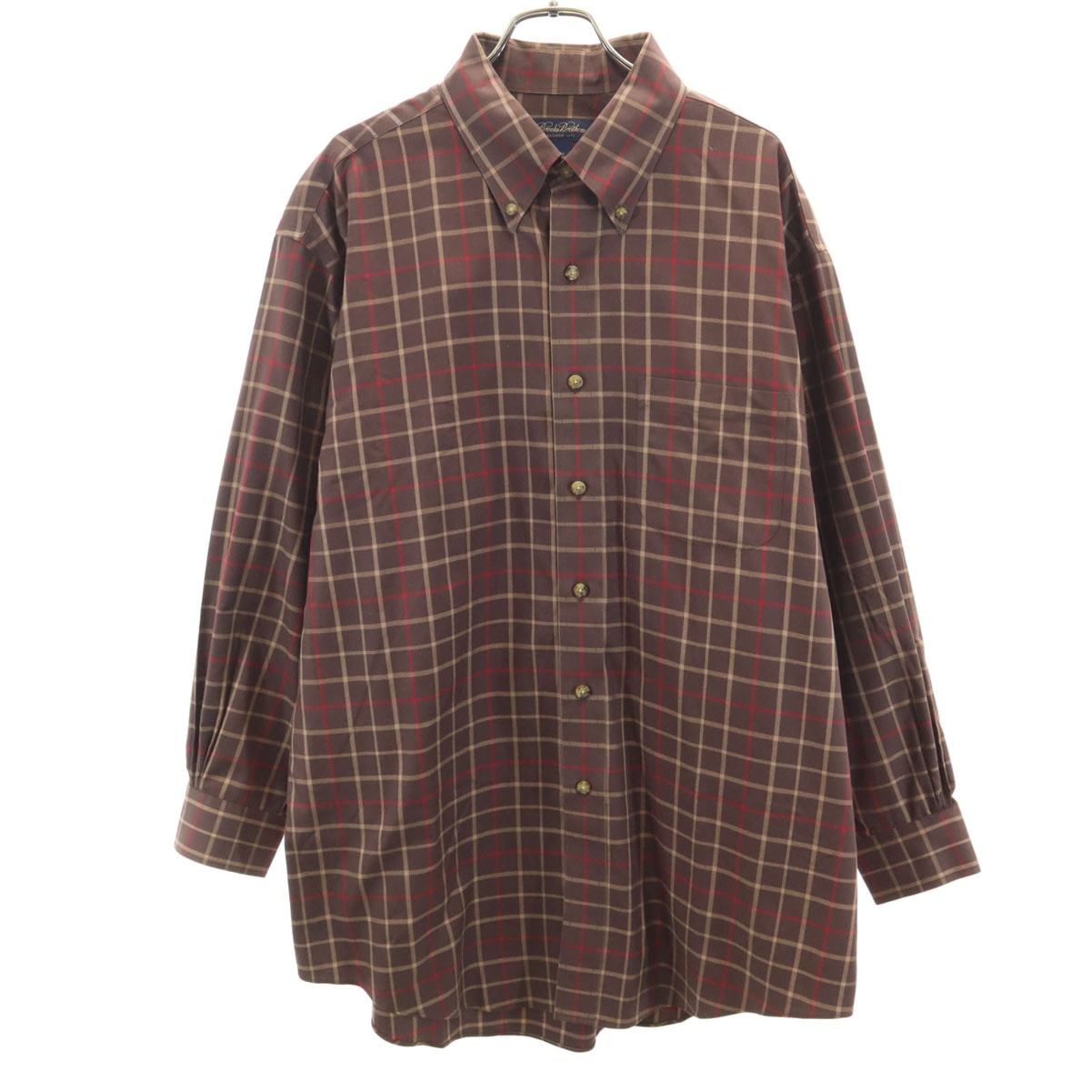 Brooks Brothers ブルックスブラザーズ チェック柄 長袖 ボタンダウンシャツ L ブラウン系
