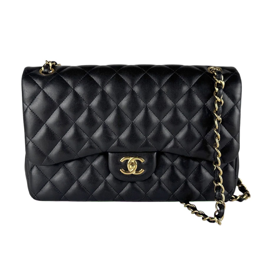 シャネル CHANEL ショルダーバッグ デカマトラッセ ラムスキン ブラック ゴールド レディース【中古】 z10142