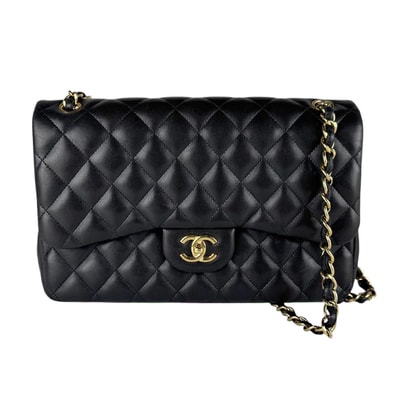 シャネル CHANEL ショルダーバッグ デカマトラッセ ラムスキン ブラック ゴールド レディース【中古】 z10142