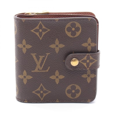 ルイ・ヴィトン LOUIS VUITTON コンパクトジップ 二つ折り財布 財布 PVCコーティングキャンバス モノグラム レディース ブラウン系 M61667 【中古】