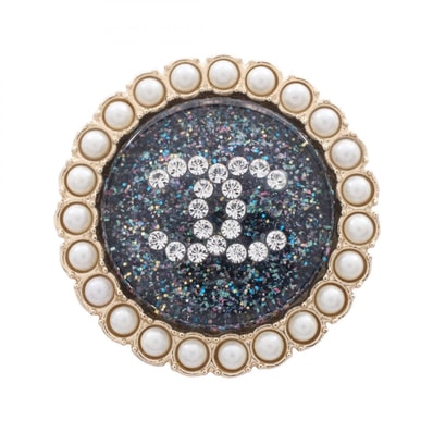 シャネル CHANEL ココマーク ラメ ブローチ アクセサリー GP(ゴールドメッキ) フェイクパール / ラインストーン レディース ゴールド系 / ブルー系 / ホワイト系 【中古】