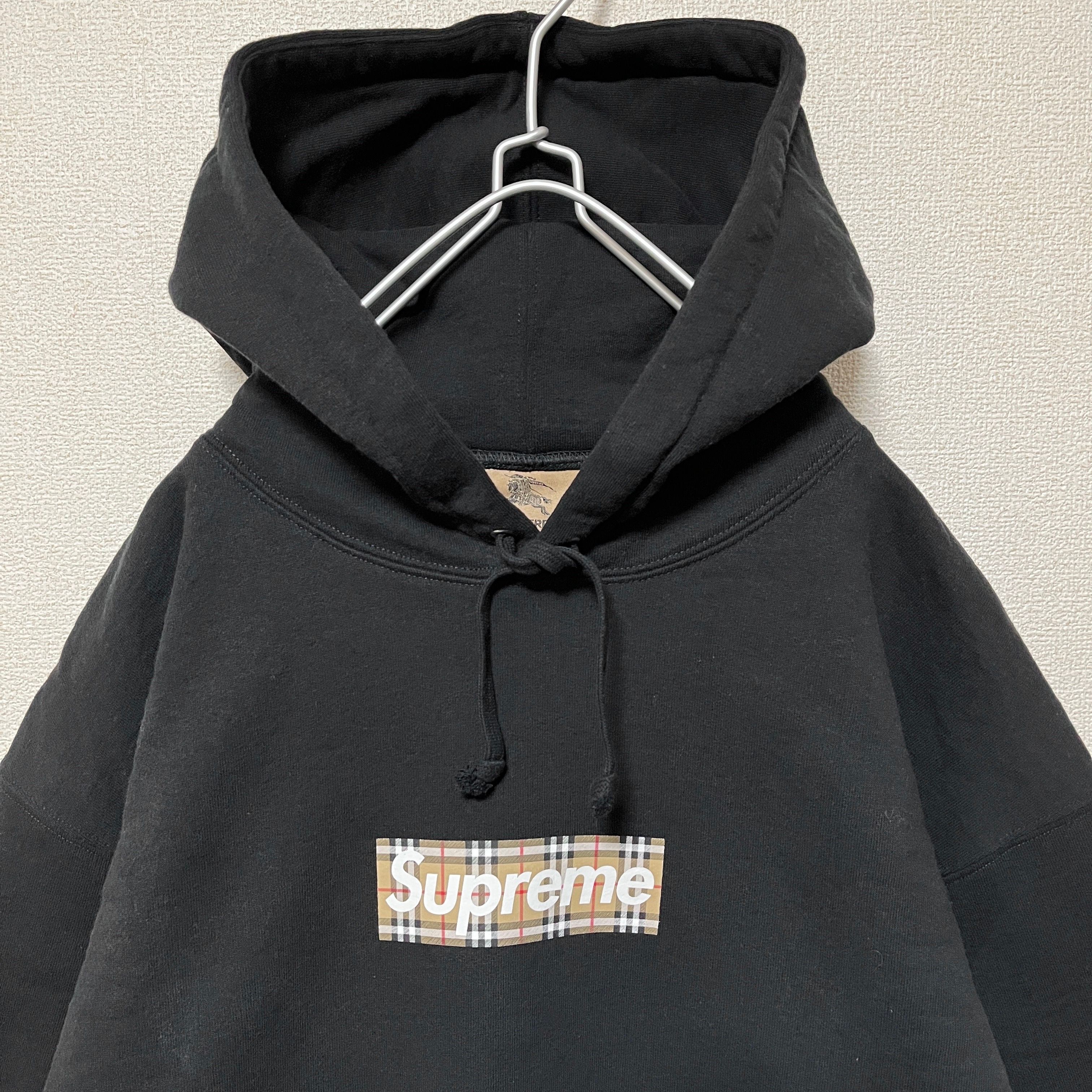 Supreme / Burberry Box Logo Hooded Sweatshirt "Black"