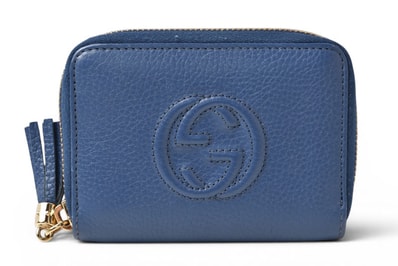 グッチ コインケース/カードケース GUCCI ミニ財布 インターロッキングG ソーホー 型押しカーフ ブルー 598209【中古】