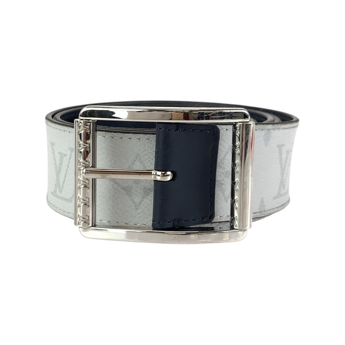 LOUIS VUITTON ルイヴィトン モノグラム サンチュールリ ヴェルソ 95cm/38インチ ホワイト ブラック シルバー金具 PVC ベルト 601208 【中古】