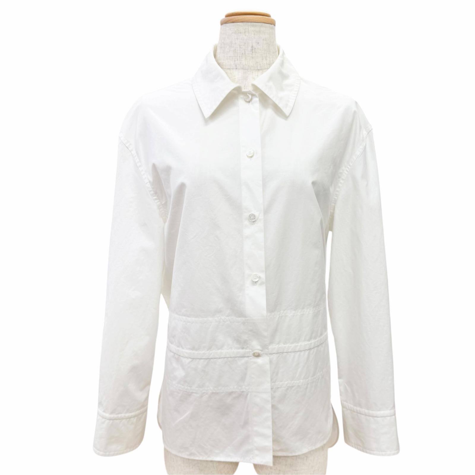 極美品 エルメス 長袖シャツ カレーシュ ホワイト 36 3E0638DT