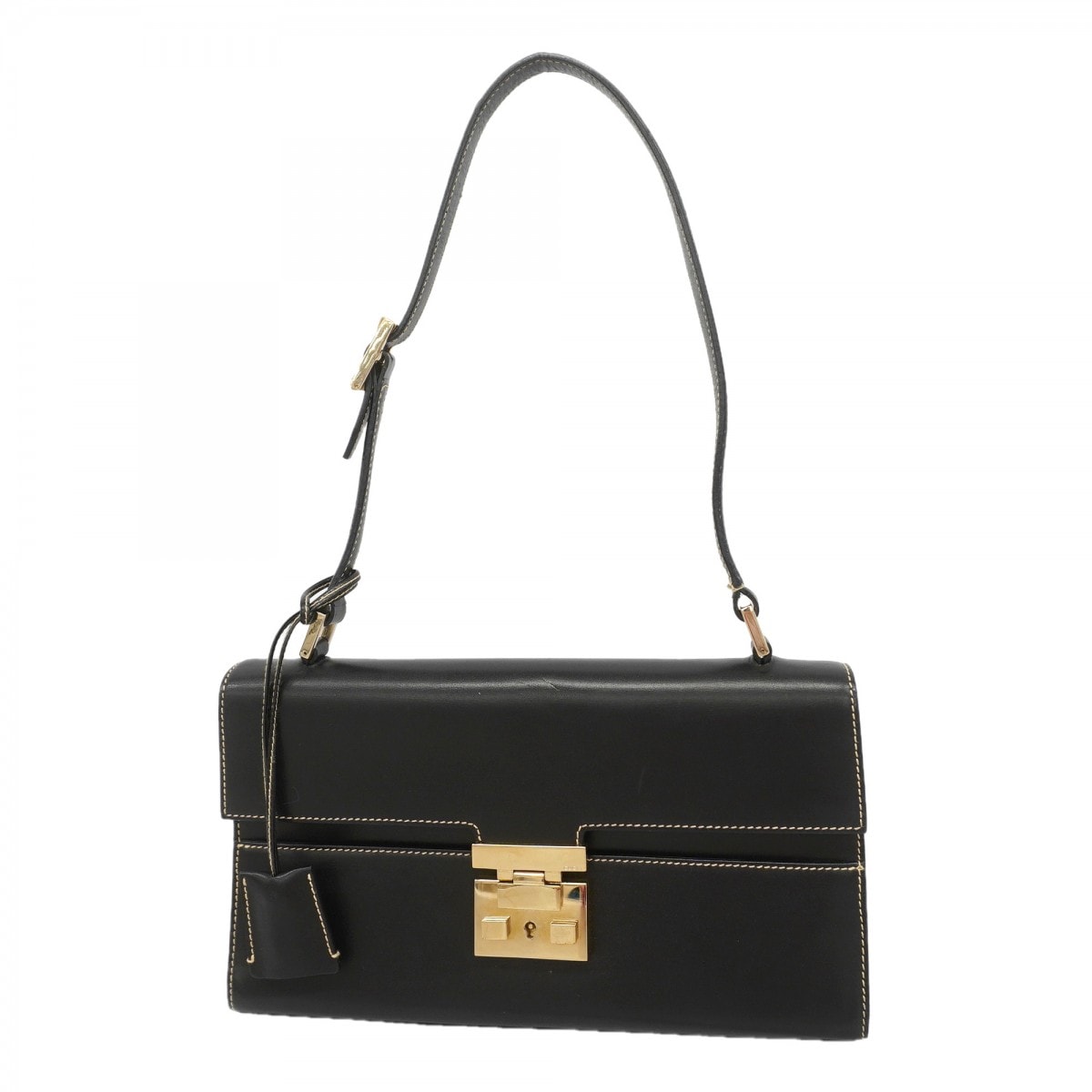 【6gd4648-k】グッチ ショルダーバッグ 001 4214 レザー ブラック シャンパンゴールド金具【中古】レディース