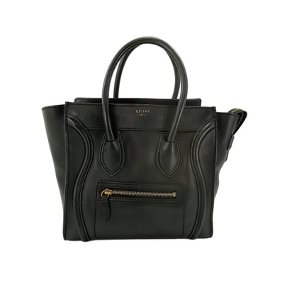 セリーヌ CELINE レザー ラゲージ マイクロショッパー ハンドバッグ【中古】