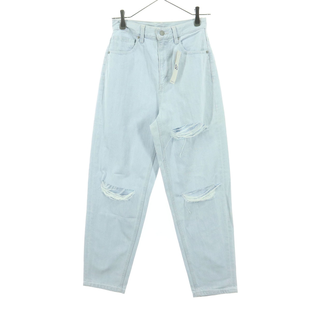 未使用 GU ジーユー デニムパンツ S ライトブルー ダメージ加工