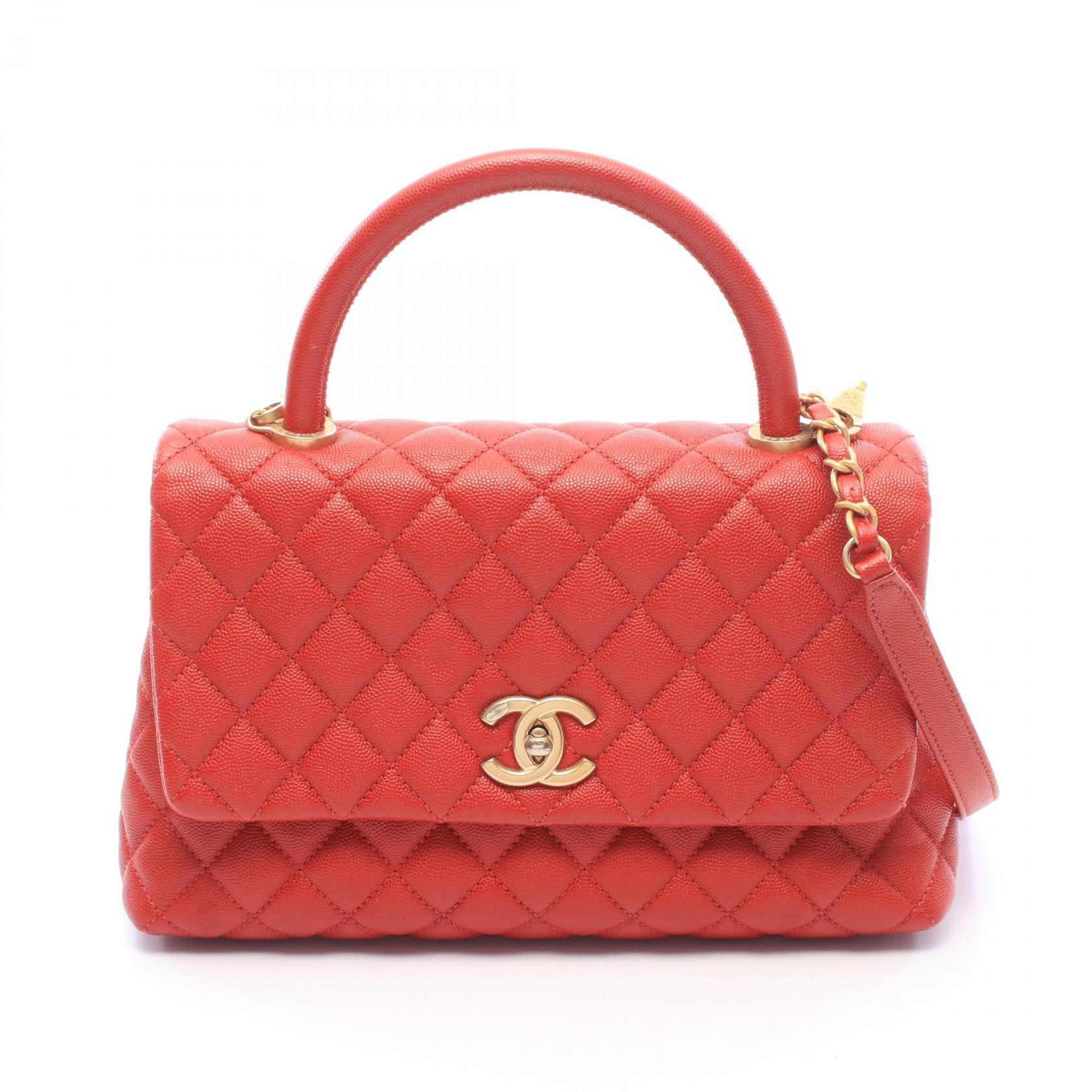 シャネル CHANEL ココハンドル29 トップハンドル フラップ バッグ マトラッセ 2WAY ハンドバッグ バッグ キャビアスキン(グレインドカーフ) レディース レッド系 A92991 【中古】