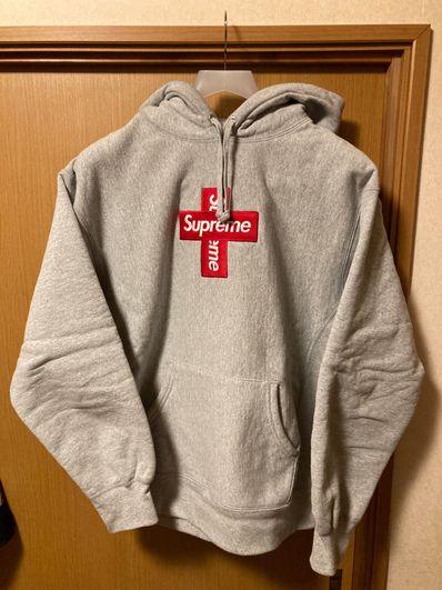 Supreme Cross Box Logo Hooded Sweatshirt "Grey"