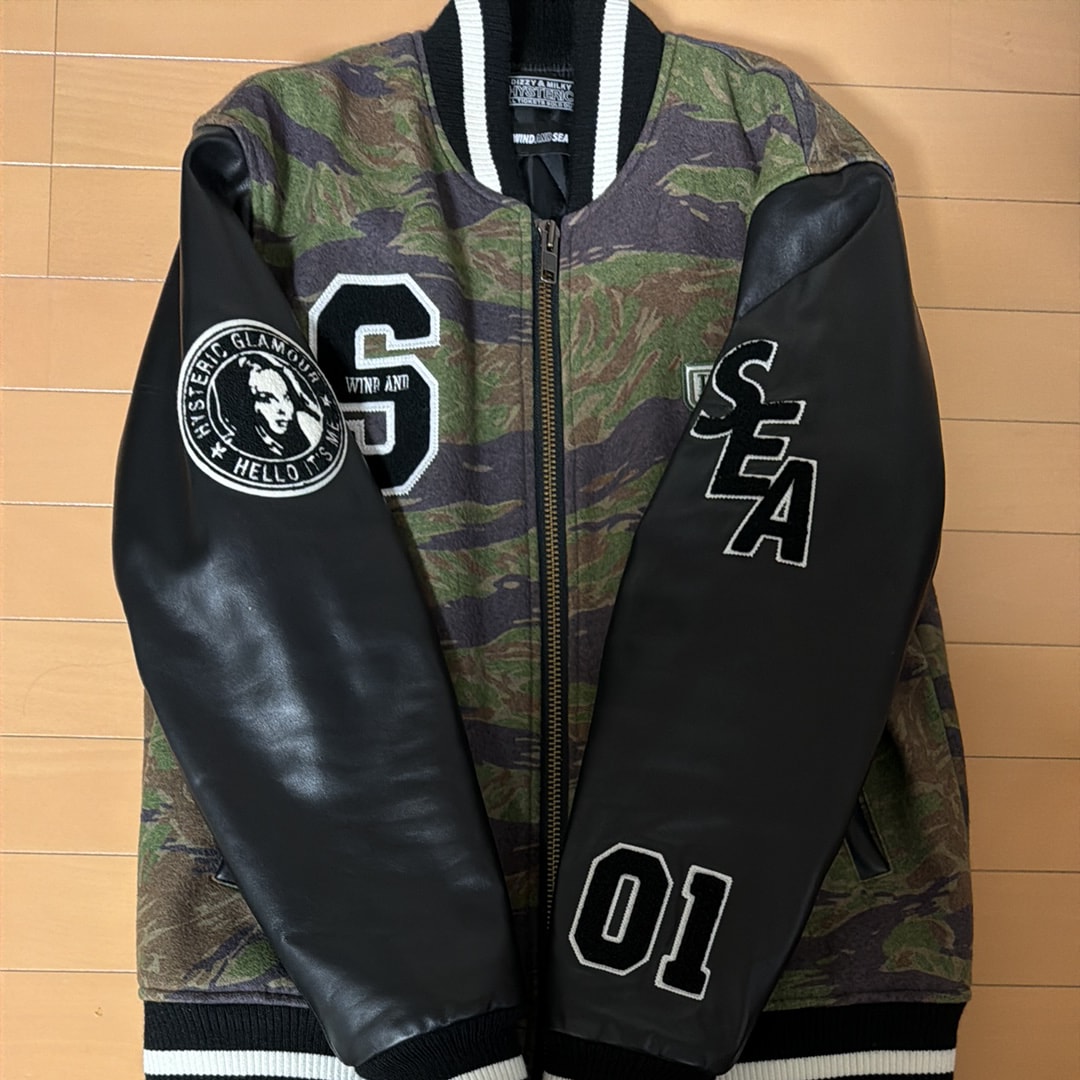 WIND AND SEA x HYSTERIC GLAMOUR Varsity Jacket "Camo"
