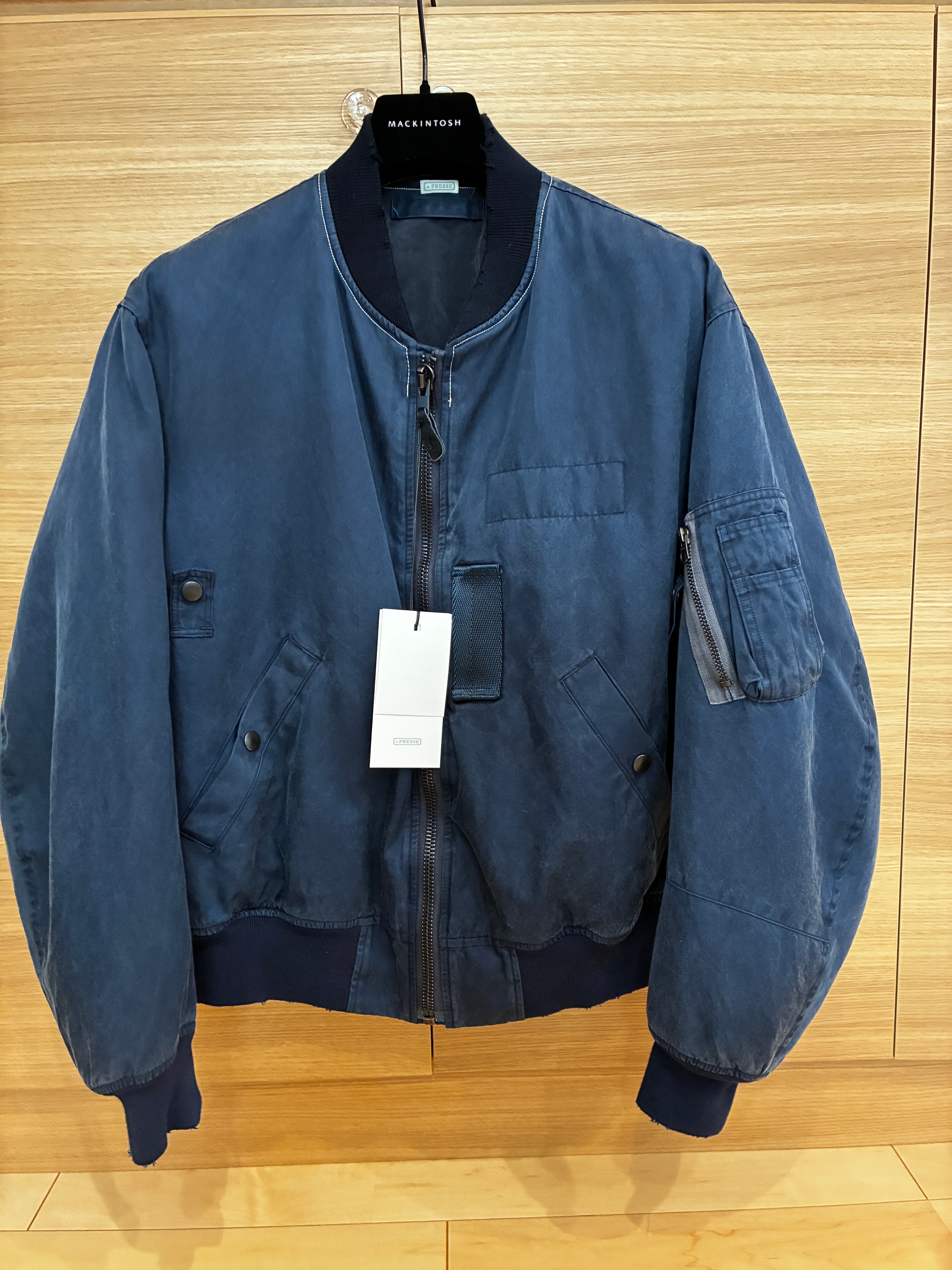 A.PRESSE Vintage Silk Flight Jacket "Navy"