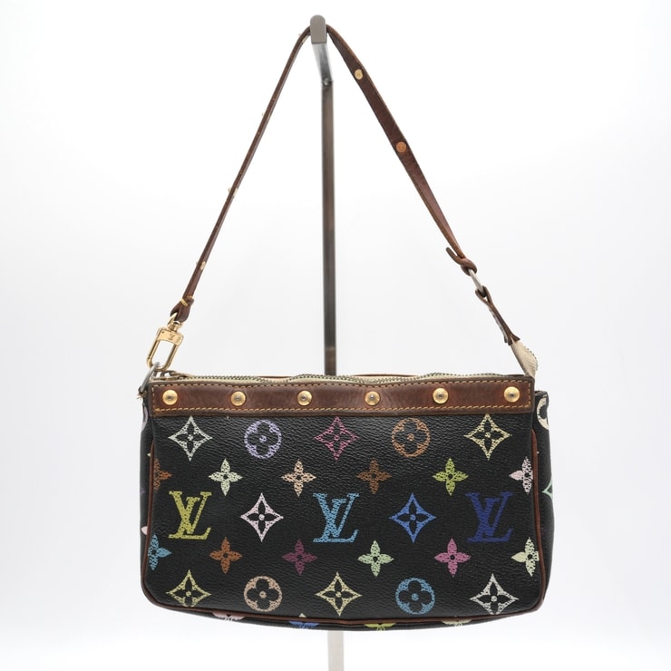 LOUIS VUITTON(ルイ・ヴィトン)ポシェット・アクセソワール モノグラム・マルチカラー ヴィンテージ アクセサリーポーチ ハンドバッグ ノワール ブラック レザー スタッズ ゴールド金具 レディース M92648【中古】