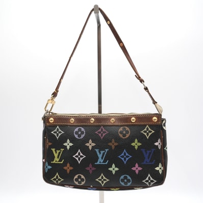 LOUIS VUITTON(ルイ・ヴィトン)ポシェット・アクセソワール モノグラム・マルチカラー ヴィンテージ アクセサリーポーチ ハンドバッグ ノワール ブラック レザー スタッズ ゴールド金具 レディース M92648【中古】