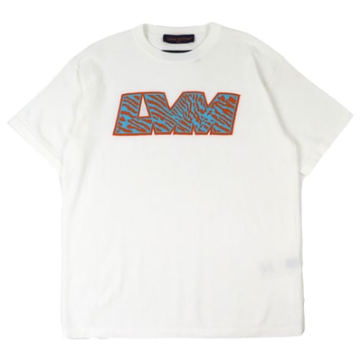 極美品 ルイヴィトン LVロゴ クルーネック 半袖ニット ホワイト メンズ M