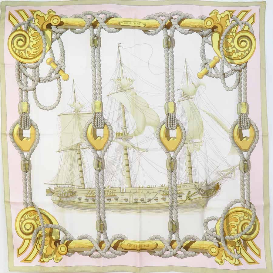 やや傷や汚れあり】エルメス HERMES スカーフ カレ90 シルク ピンク  