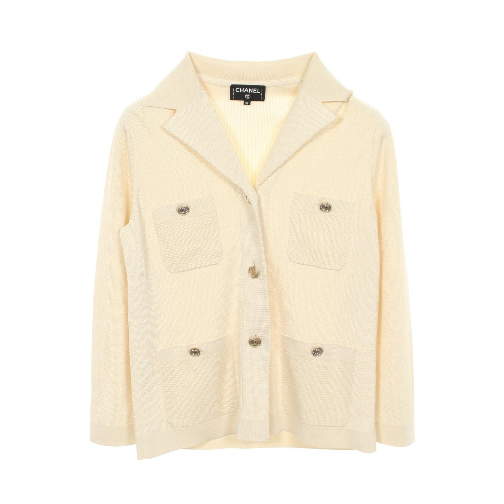 シャネル CHANEL ココマークボタン ニット 衣料品 アウター ビスコース レディース アイボリー系 P64744K60695 【中古】